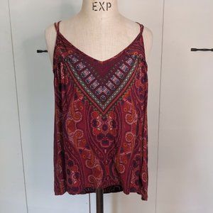 xhileration tank top, size XL, maroon print